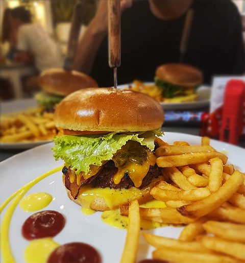 Burger from Grill and Surf in Nosara